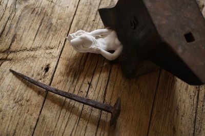 Close-up of keys on wooden table