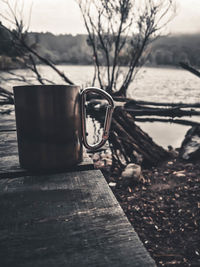 Close-up of coffee cup on table