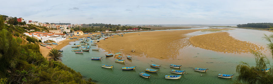 High angle view of beach against sky