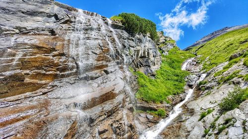 Low angle view of waterfall