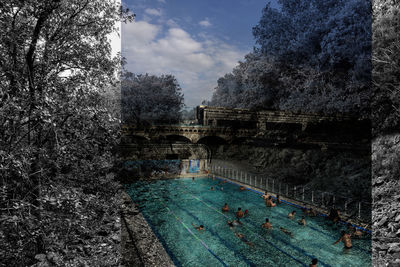 Bridge over river against sky