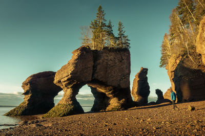 Rock formations against clear sky