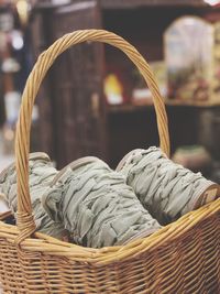 Close-up of wicker basket