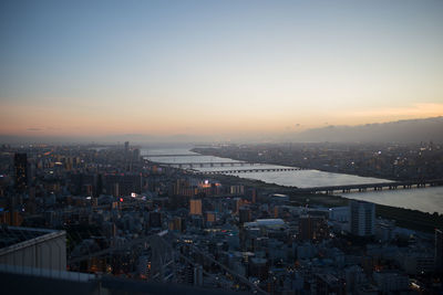 Osaka by night. view from the terrace of umeda sky building. osaka, japan. asia