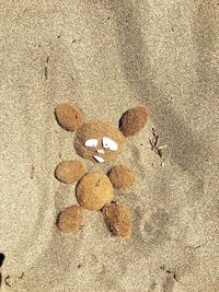 High angle view of sand on beach