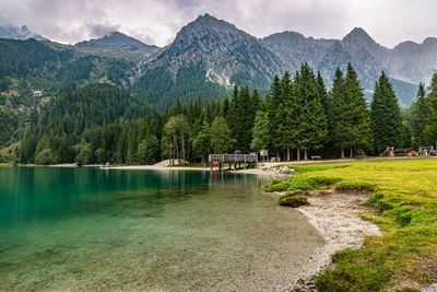 Scenic view of lake against mountains