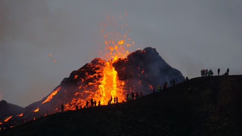 Panoramic view of bonfire