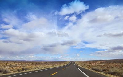 Surface level of road against sky