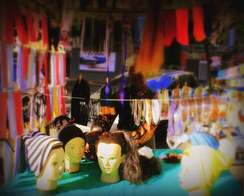 High angle view of people at market stall