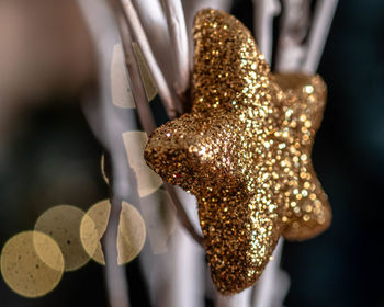Close-up of christmas decoration on table