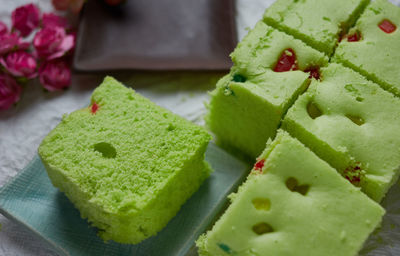 Close-up of strawberry cake