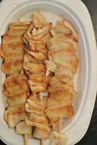 High angle view of serving food in bowl