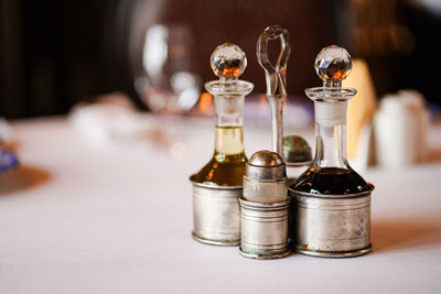 Close-up of wineglass on table