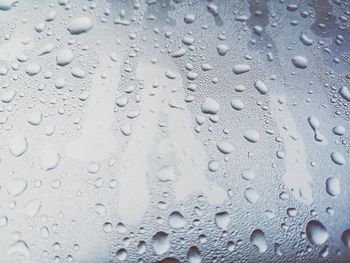 Full frame shot of raindrops on glass