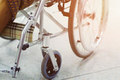 High angle view of bicycle on floor