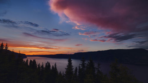 Silhouette of mountains at sunset