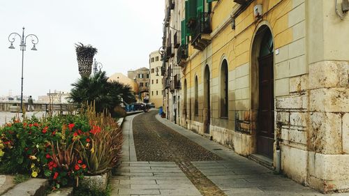 Narrow alley along buildings