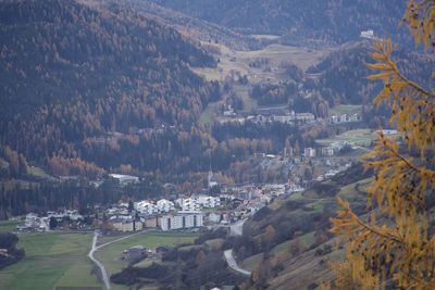 High angle view of buildings in city