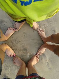 Low section of people relaxing on floor