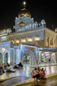 Illuminated building at night