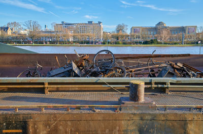 Scrap on footpath in city