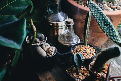 High angle view of food on table