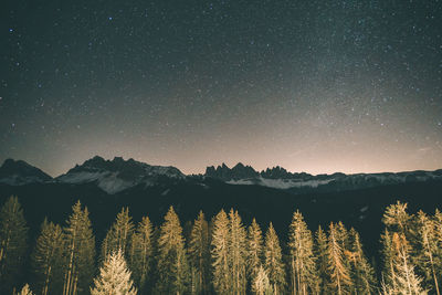 Scenic view of landscape against sky at night