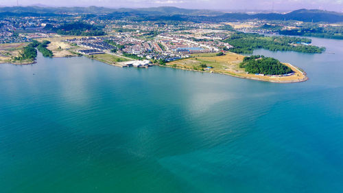 High angle view of sea and shore in batam