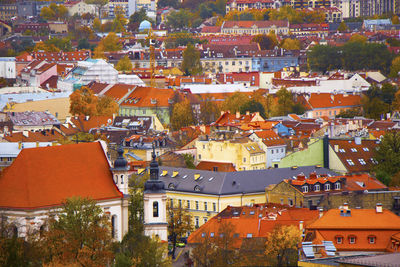 Vilnius city view, lithuania. old town and city center. urban scene. old famous buildings