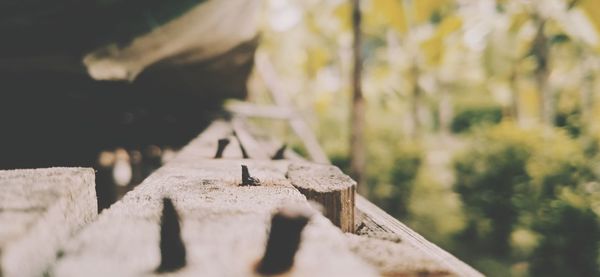 Close-up of rocks on retaining wall