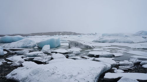 Scenic view of snowcapped landscape against sky