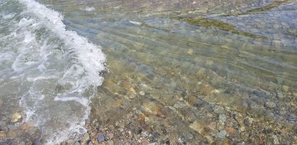 High angle view of flowing water