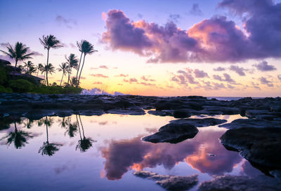 Scenic view of sea against sky during sunset