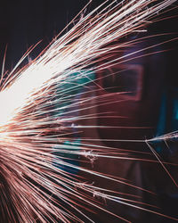 Close-up of light trails at night