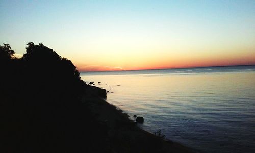 Scenic view of sea at sunset