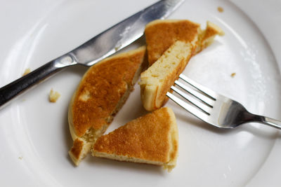 High angle view of breakfast in plate