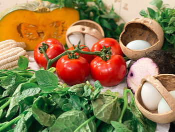 Fresh fruits and vegetables in container