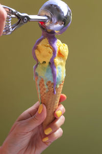  person holding selfmade ice cream
