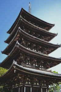 Low angle view of pagoda against sky in japan