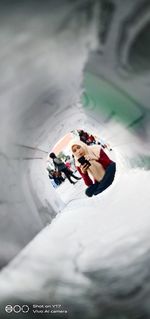 High angle view of people relaxing in water