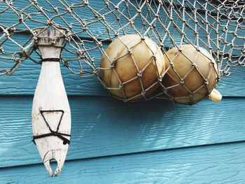 Close-up of ice cream hanging on table