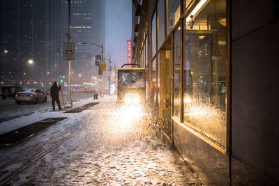 Wet city street during rainy season