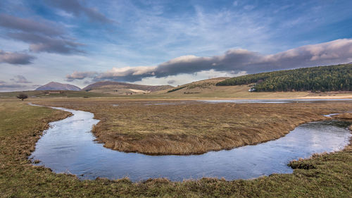 Scenic view of lake against sky