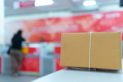 Close-up of red wine in box