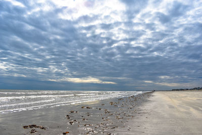 Scenic view of sea against sky at sunset