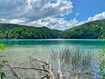 Scenic view of lake against sky