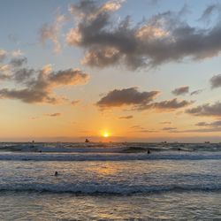 Scenic view of sea against sky during sunset