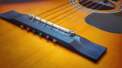 High angle view of guitar