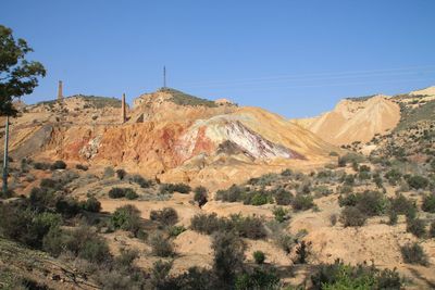 Scenic view of mountains against clear sky