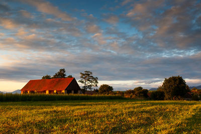 Traditional barns on the edge of a village in northern slovakia.